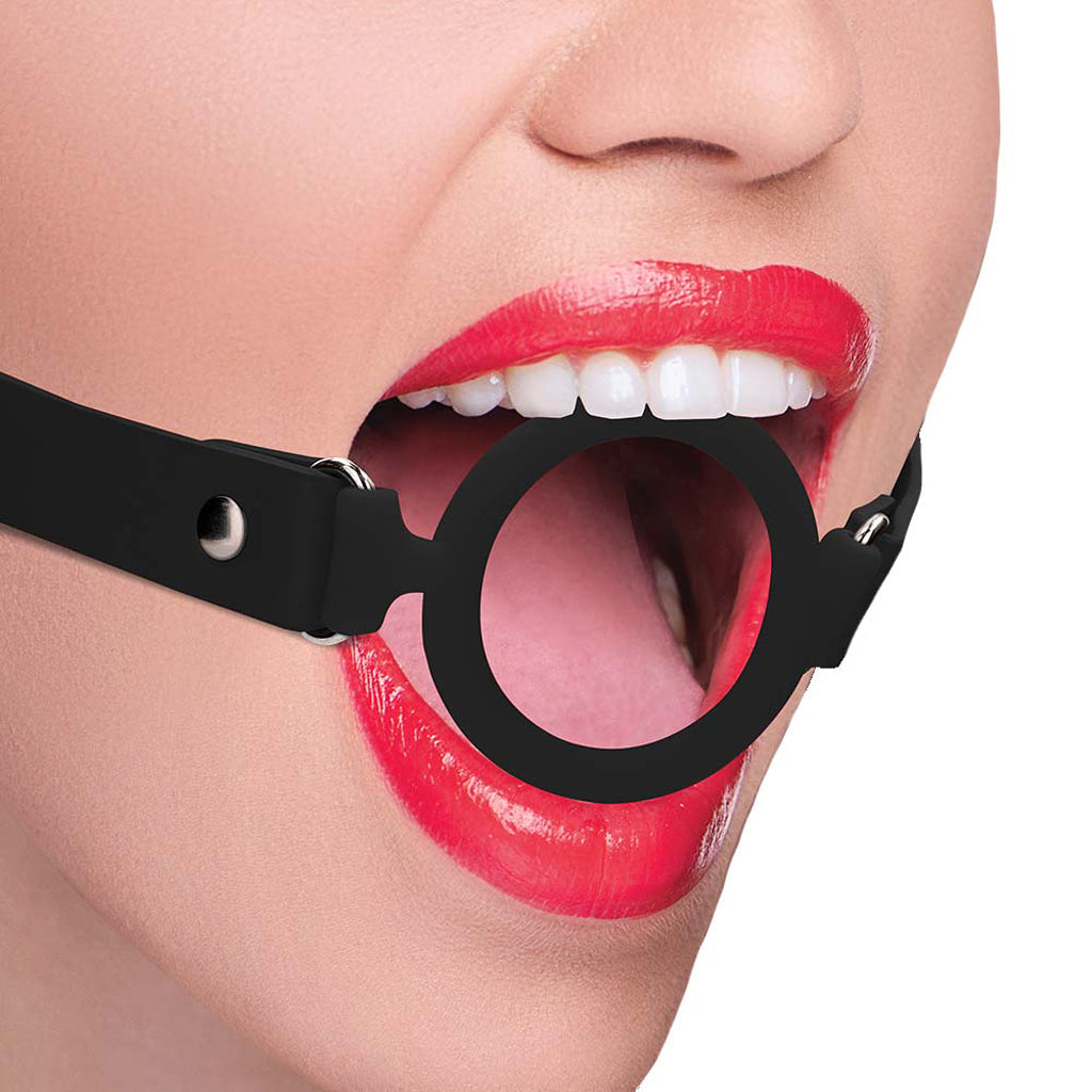 Ouch! Silicone Rigid Ring Gag in Black Bondage and Fetish > Ball Gags & Mouth Restraints