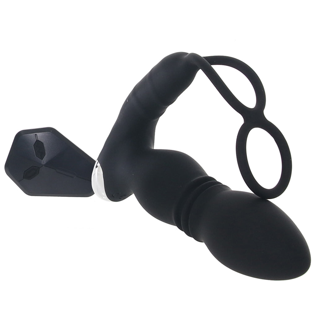 Ass-Sation Thrusting Power Plug with Dual Ring in Black Anal Sex Toys > Prostate Massagers