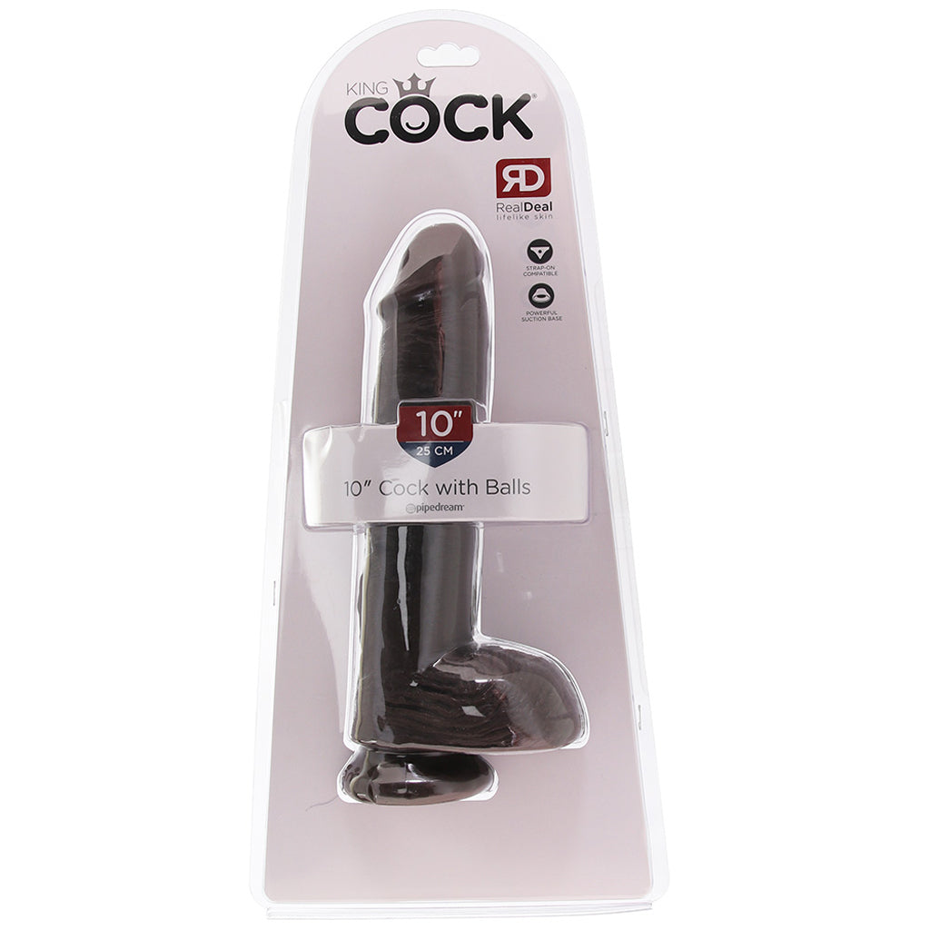 King Cock 10 Inch Cock with Balls in Brown Dildo Sex Toys > Realistic Dildos