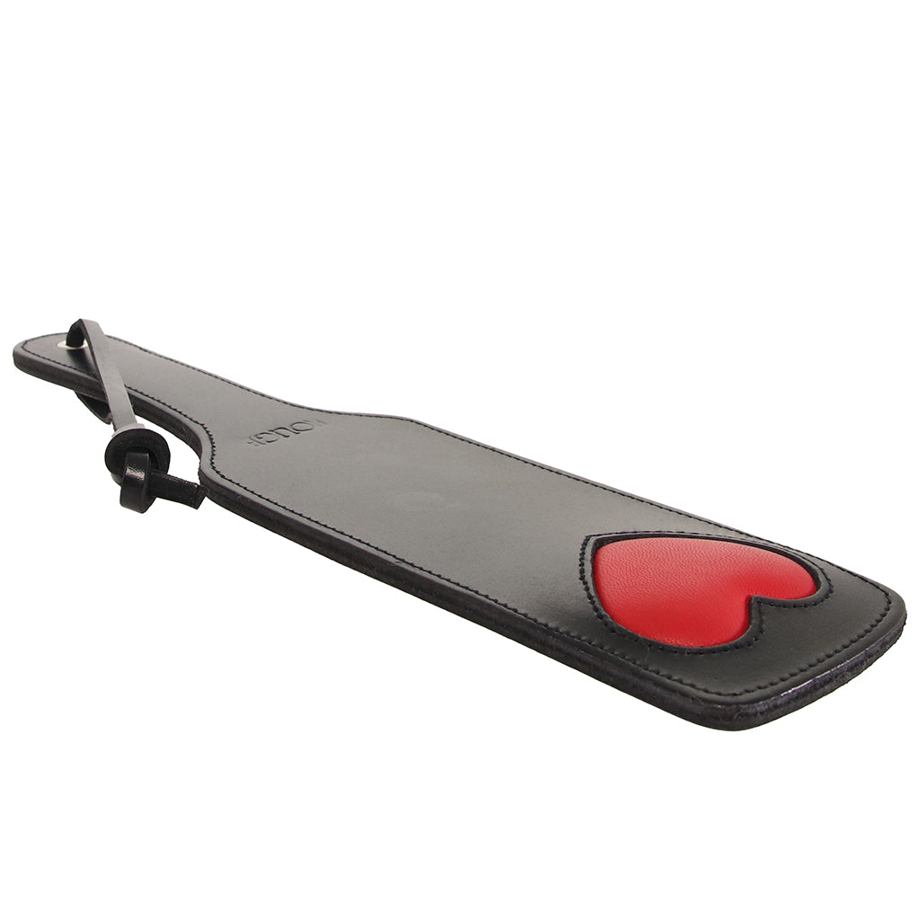 Black Leather Red Heart Paddle Bondage and Fetish > Whips and Crops