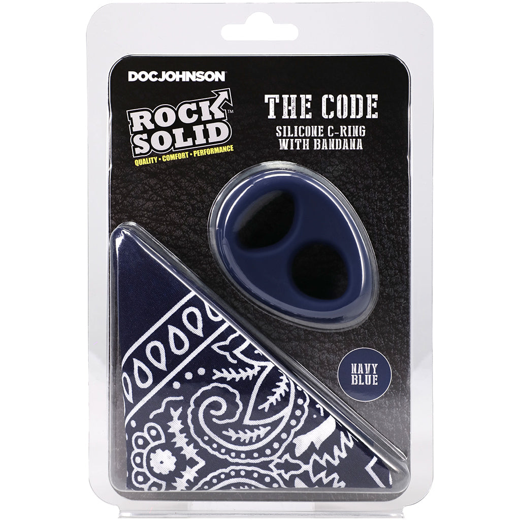 Rock Solid The Code C-Ring and Bandana Set in Navy Blue Cock Rings