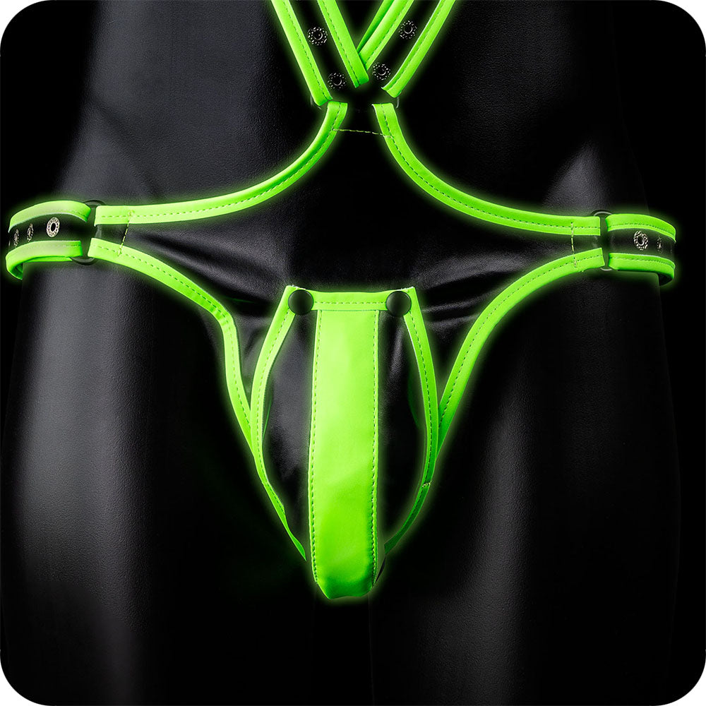 Ouch! Glow In The Dark Full Body Harness /XL Bondage and Fetish > Men's Bondage Wear