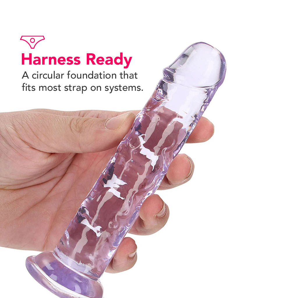 RealRock Crystal Clear Jelly 6 Inch Dildo in Purple Dildo Sex Toys > Realistic Dildos