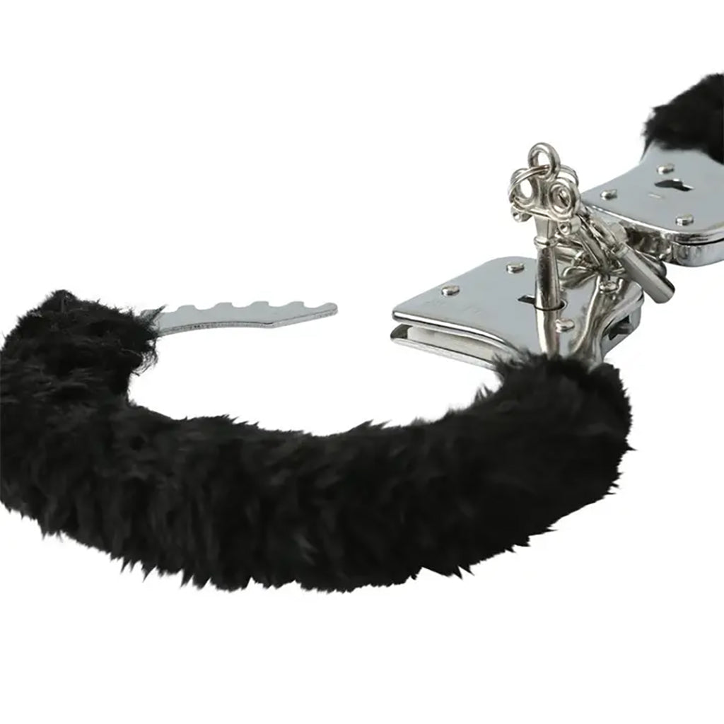 Black Furry Hand Cuffs Bondage and Fetish > Wrist and Ankle Cuffs