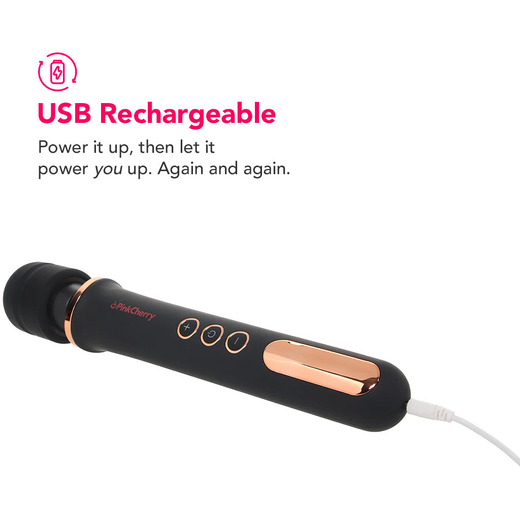 PinkCherry Rechargeable Wand in Black Vibrators > Wands