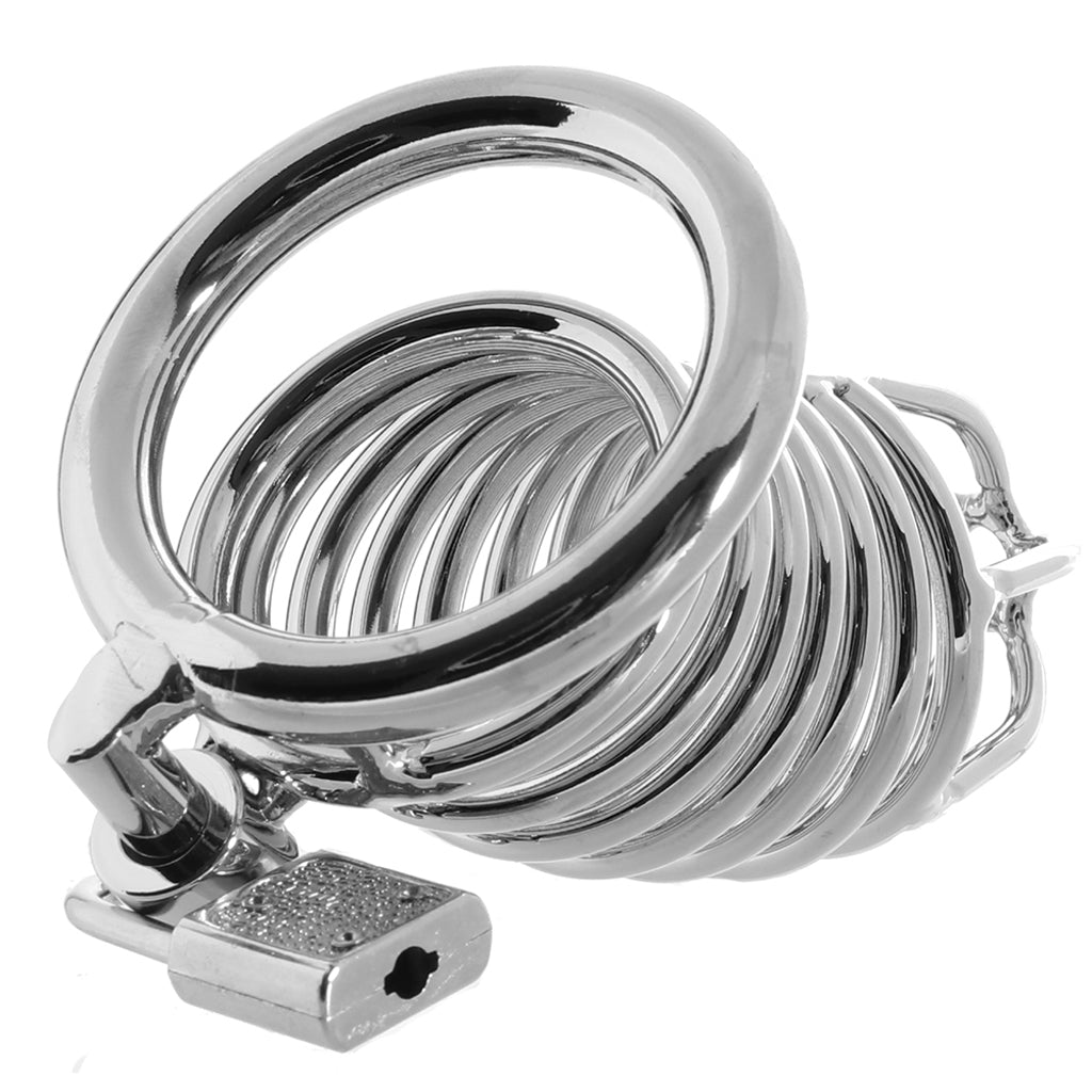 Blue Line Deluxe Steel Chastity Cage in Silver Bondage and Fetish > Cock and Ball Devices