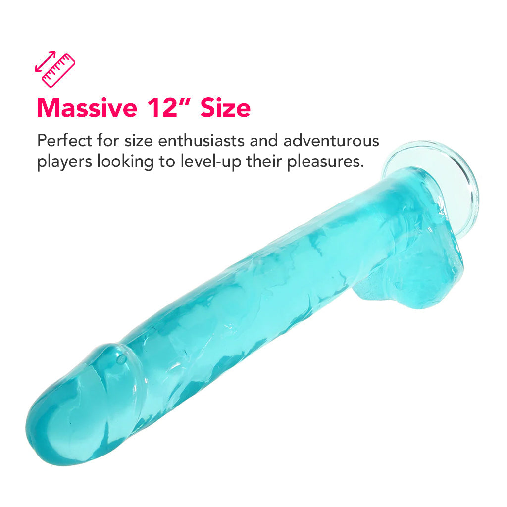 Size Queen 12 Inch Jelly Dildo in Blue Dildo Sex Toys > Realistic Dildos