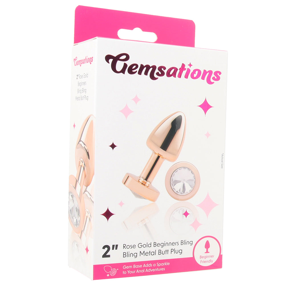 Gemsations 2 Inch Beginners Bling Bling Plug in Rose Gold Anal Sex Toys > Butt Plugs