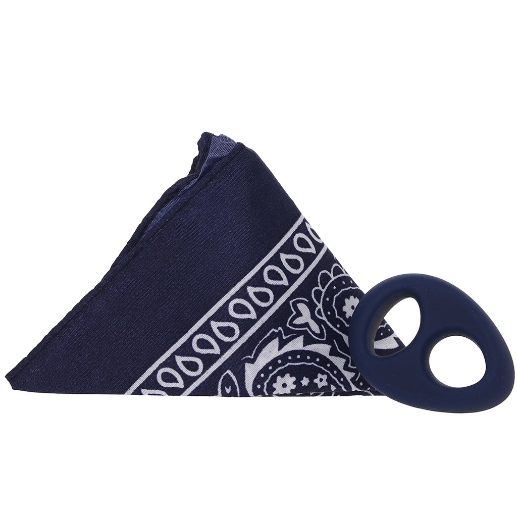 Rock Solid The Code C-Ring and Bandana Set in Navy Blue Cock Rings