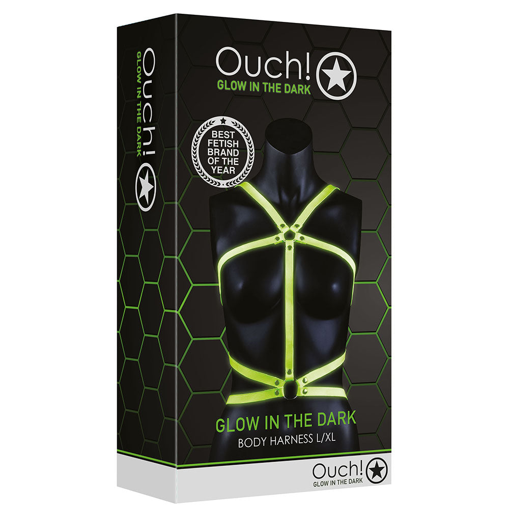 Ouch! Glow In The Dark Body Harness /XL Bondage and Fetish > Men's Bondage Wear