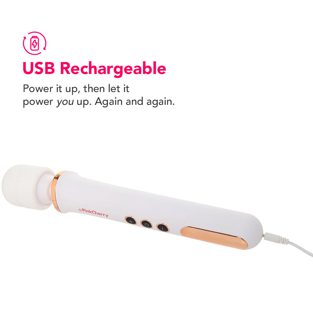 PinkCherry Rechargeable Wand in White Vibrators > Wands