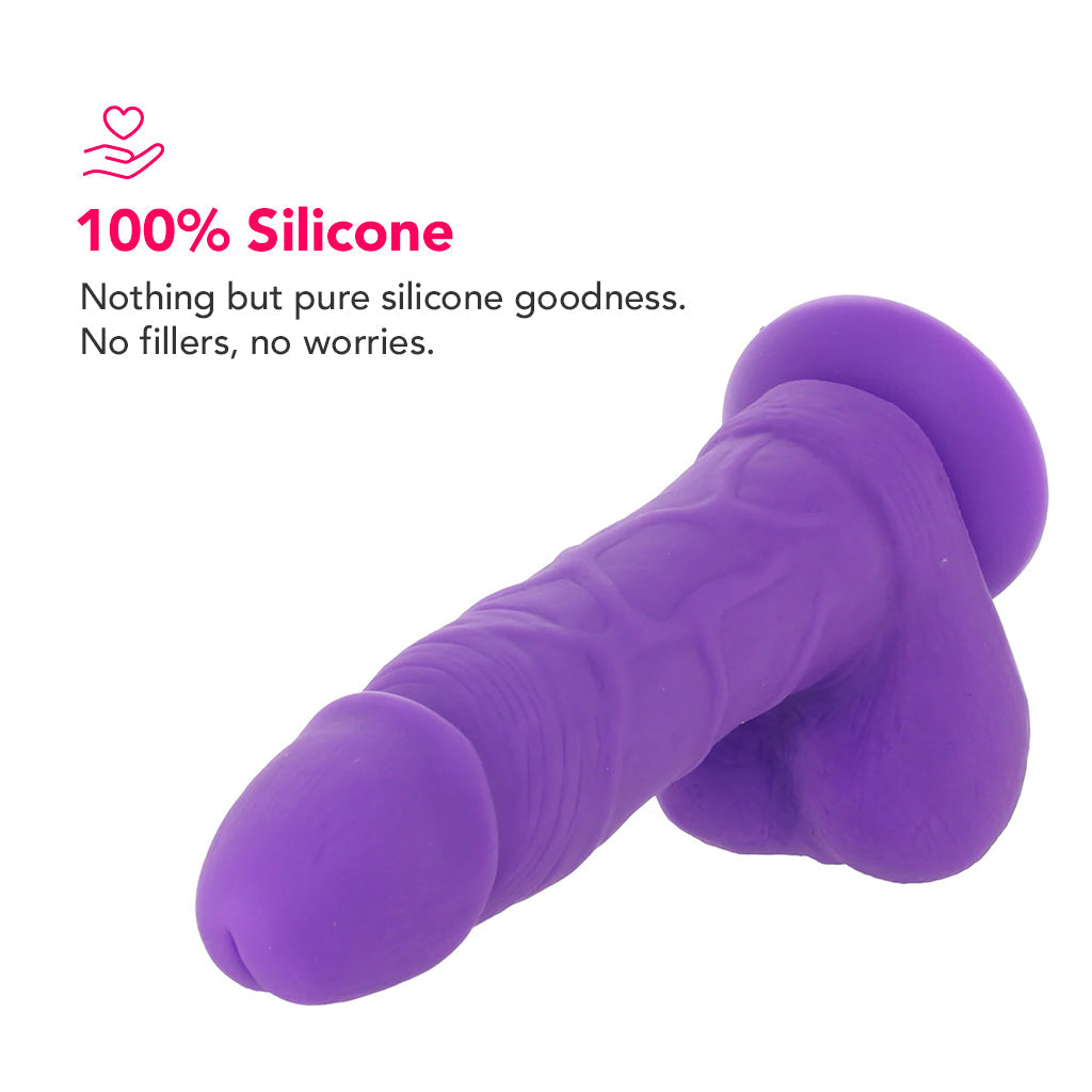 PinkCherry 7 Inch Purple Silicone Ballsy Dildo Dildo Sex Toys > Realistic Dildos