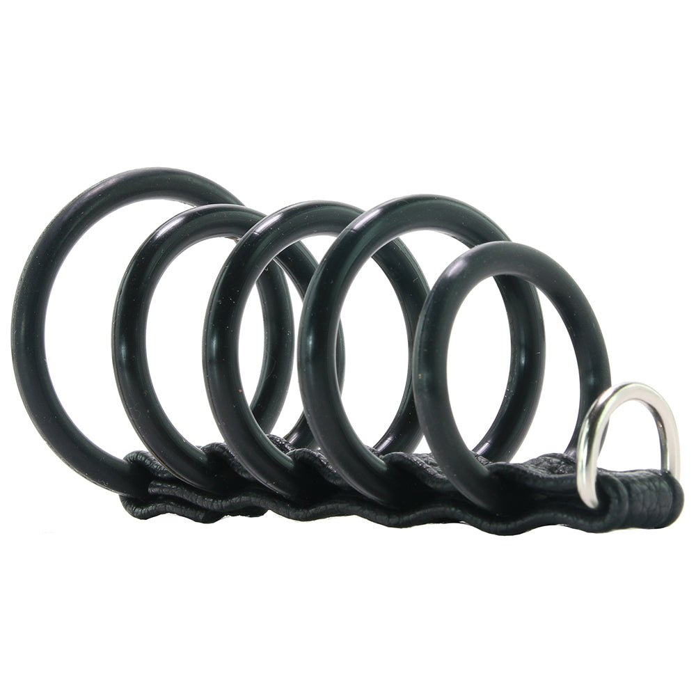 Blue Line 5 Ring Rubber Gates of Hell Cock Cage with Lead Bondage and Fetish > Tools & Accessories