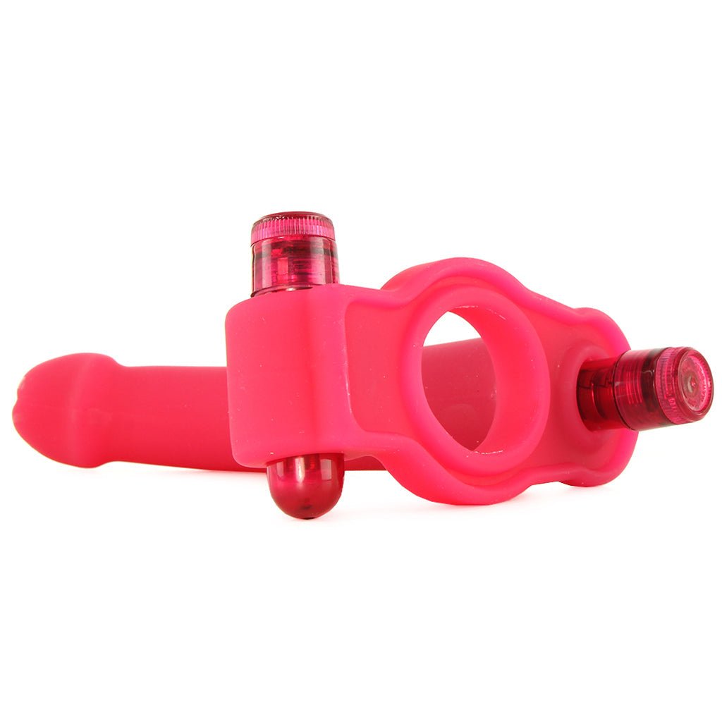 Double Penetrator Silicone Studmaker Cock Ring in Pink Vibrators > Double Penetration