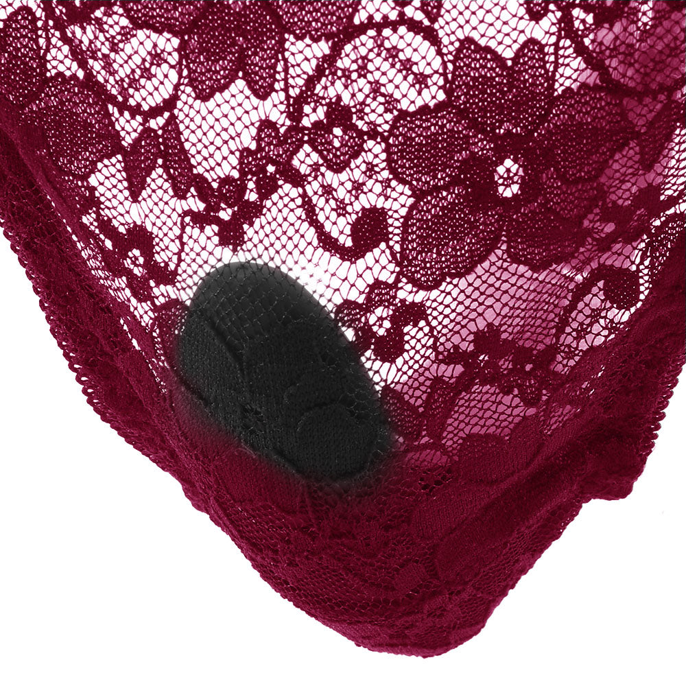 Remote Control Burgundy Lace Thong & Vibe Set XL Vibrators > Wearable & Panty Vibrators