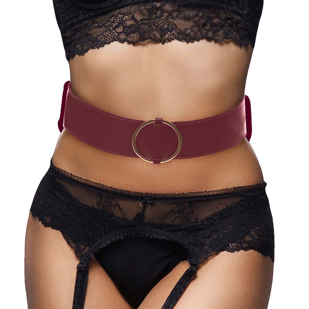 Ouch! Halo Burgundy Waist Bondage Belt /M Bondage and Fetish > Restraints