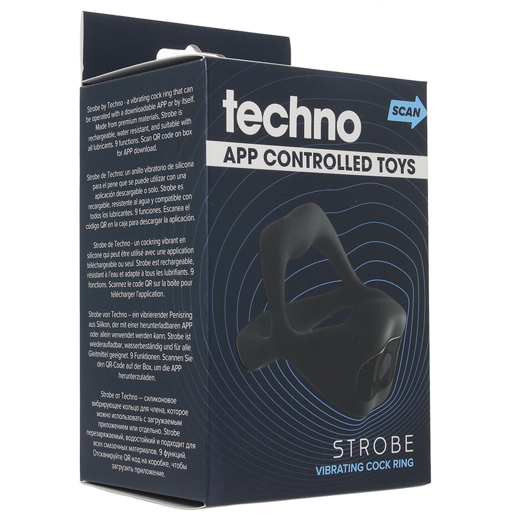 Techno Strobe Vibrating Cock Ring in Black Cock Rings