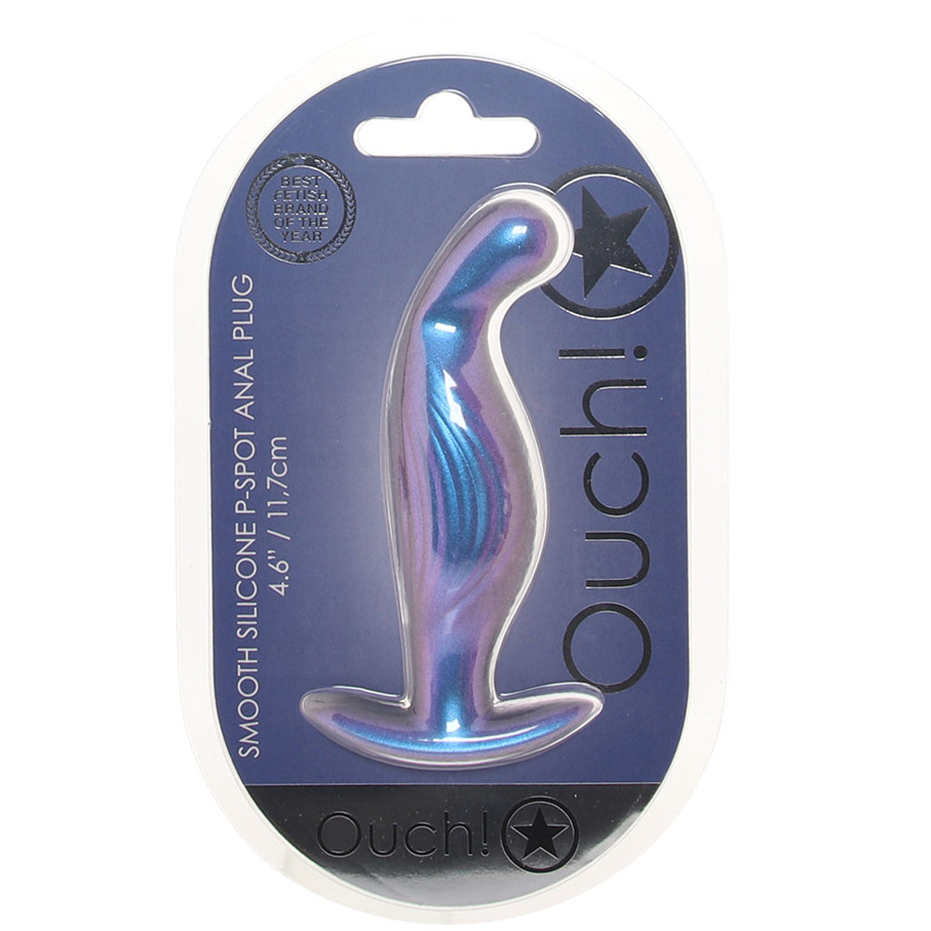 Ouch! Smooth Silicone P-Spot Butt Plug in Metallic Blue Anal Sex Toys > Butt Plugs