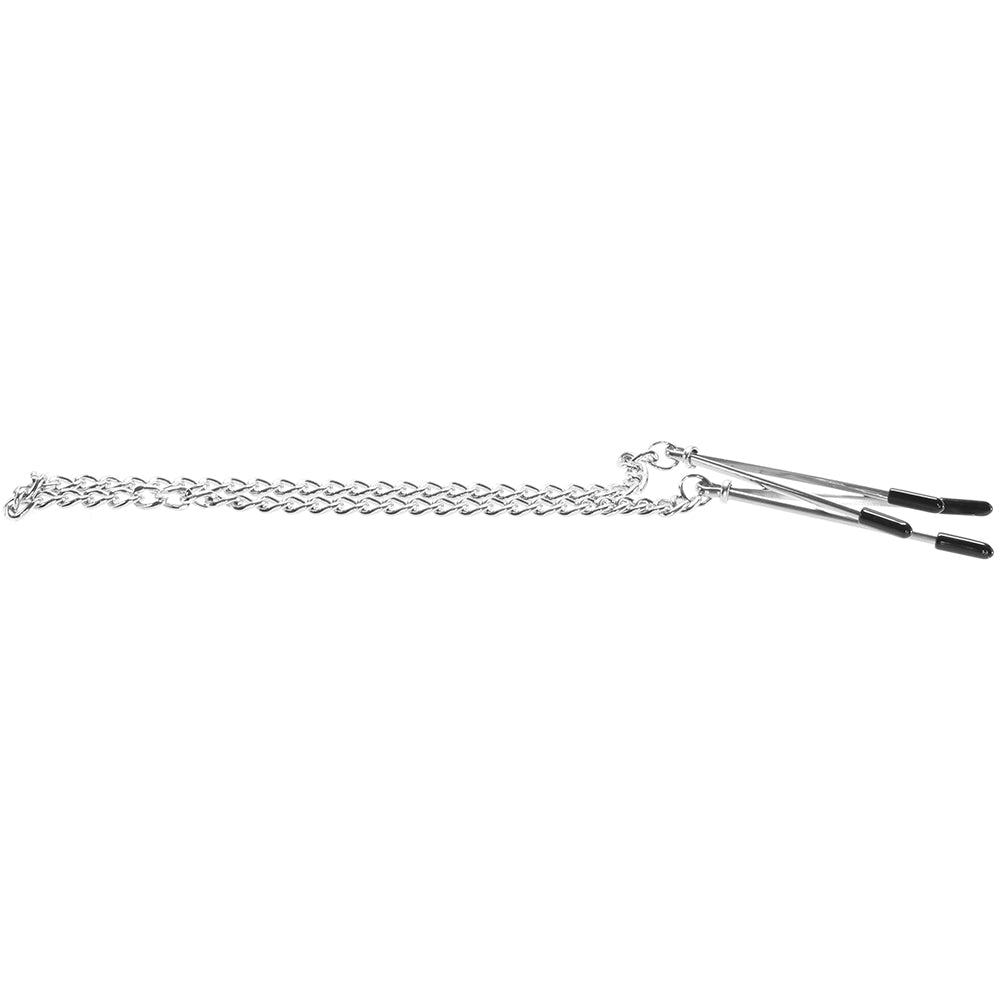 Lux Fetish Adjustable Tweezer Nipple Clips with Chain Bondage and Fetish > Nipple Stimulators & Clamps