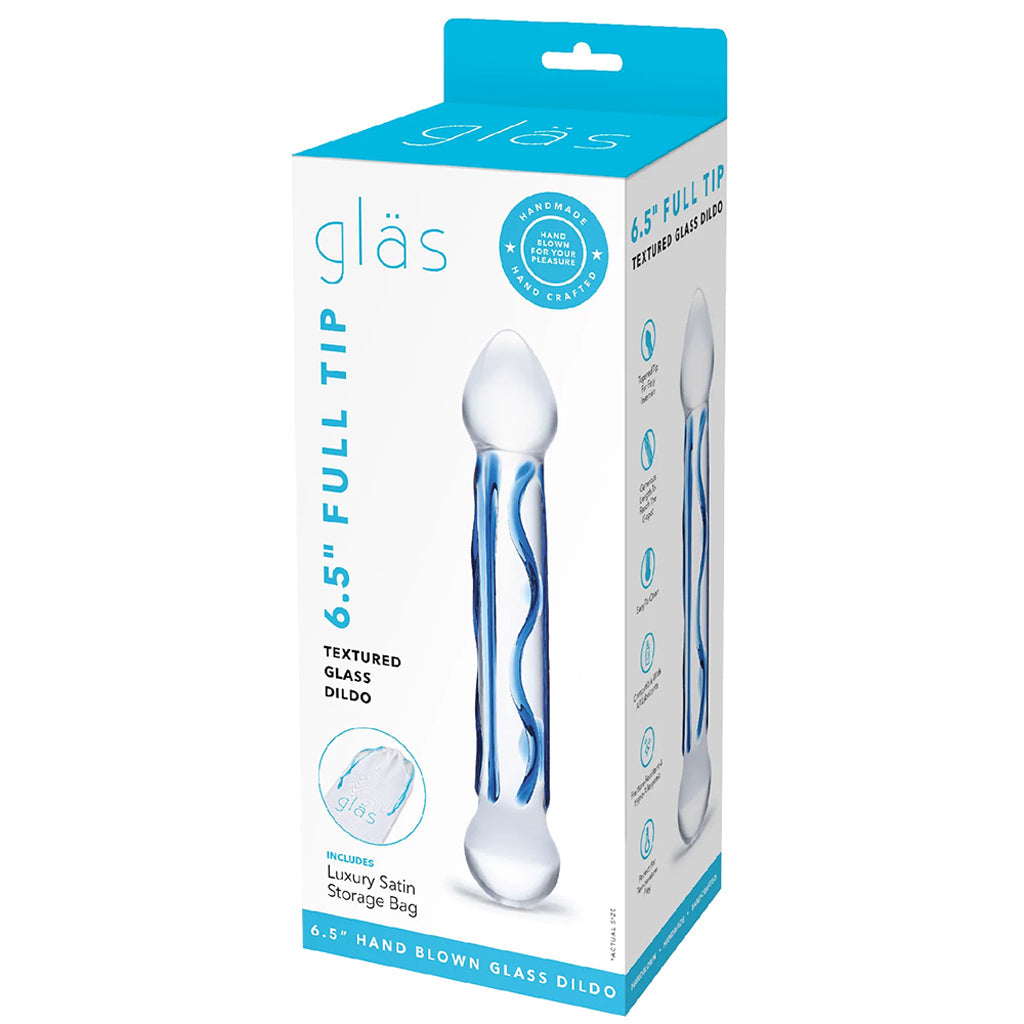 gläs 6.5 Inch Full Tip Textured Glass Dildo Dildo Sex Toys > Pyrex Glass Dildos