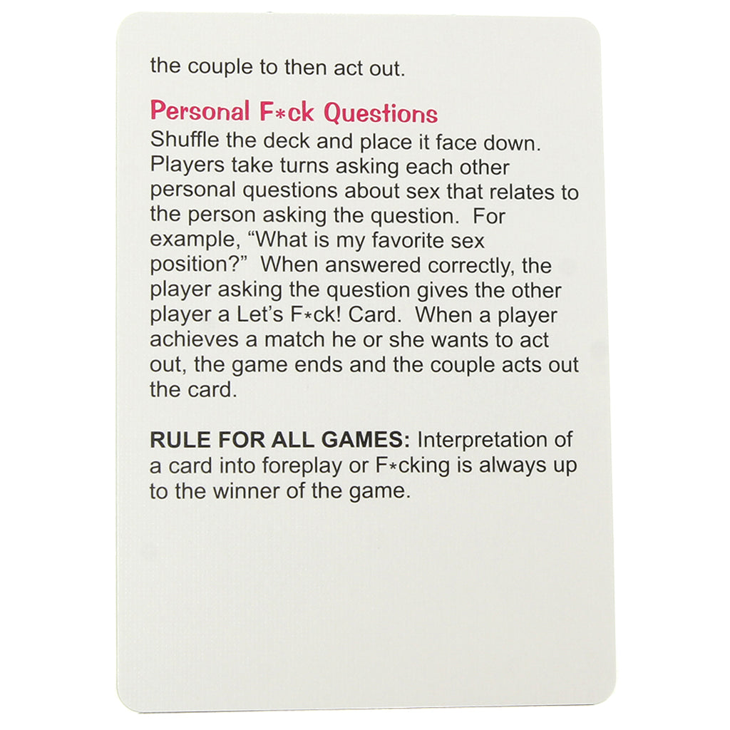 Let's F**k Card Game Sensual Love > Games