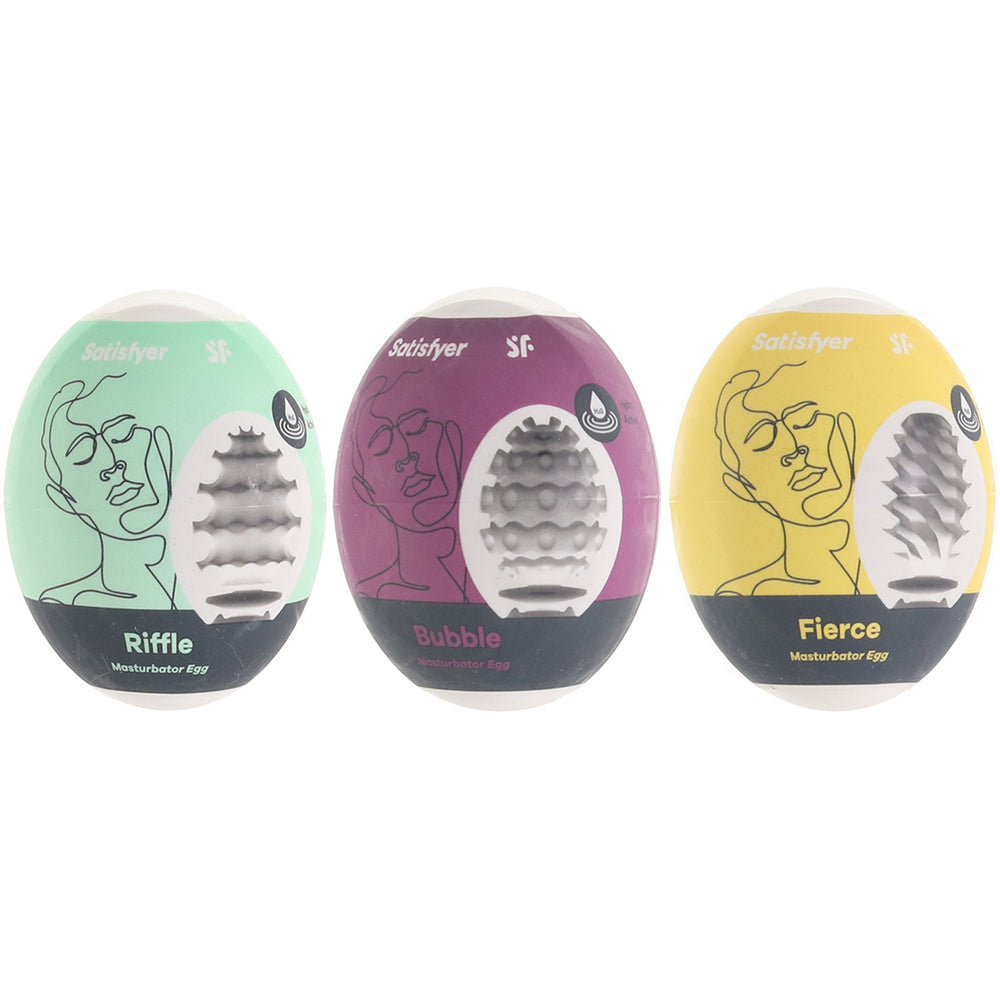 Satisfyer Riffle, Bubble, Fierce Masturbator Egg Set Male Masturbators > Discreet Masturbators