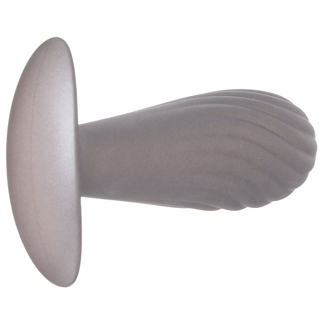 Ouch! Smooth Silicone Ribbed Butt Plug in Gun Metal Anal Sex Toys > Butt Plugs