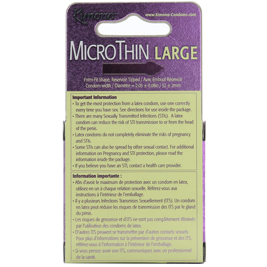 Kimono MicroThin Large Condoms in 3 Pack Condoms