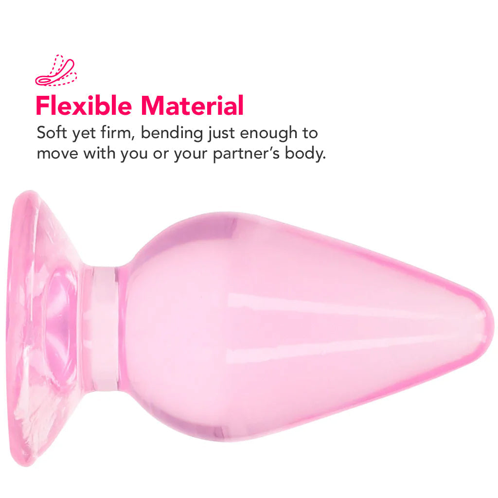 RealRock Crystal Clear Jelly 3.5 Inch Butt Plug in Pink Anal Sex Toys > Butt Plugs