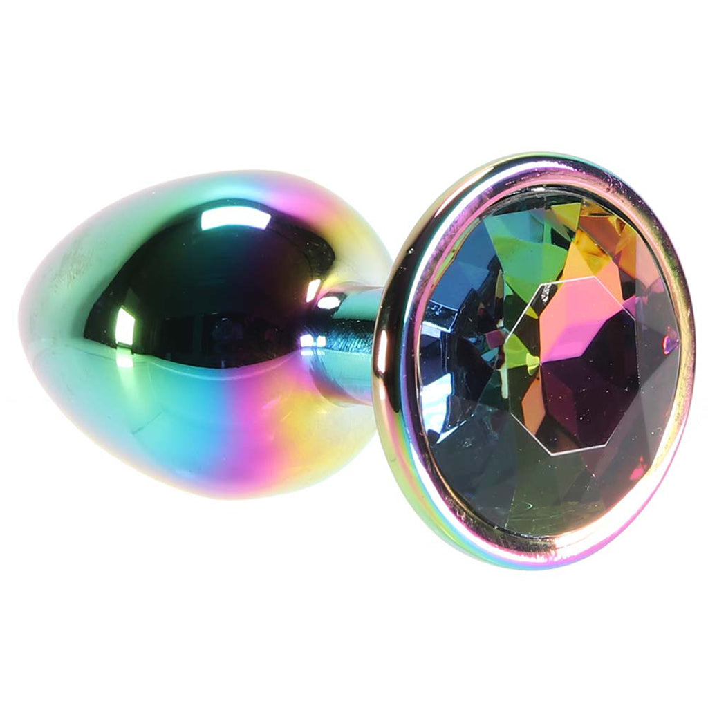 Small Aluminum Plug with Rainbow Gem in Multicolor Anal Sex Toys > Butt Plugs