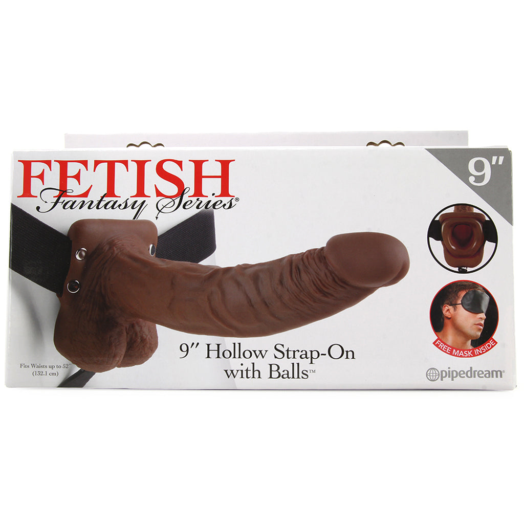 Fetish Fantasy 9 Inch Hollow Strap-On with Balls in Chocola Dildo Sex Toys > Strap-On and Harnesses