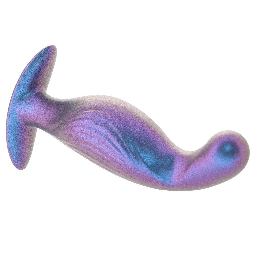 Ouch! Smooth Silicone P-Spot Butt Plug in Metallic Blue Anal Sex Toys > Butt Plugs