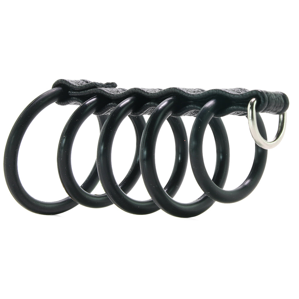 Blue Line 5 Ring Rubber Gates of Hell Cock Cage with Lead Bondage and Fetish > Tools & Accessories