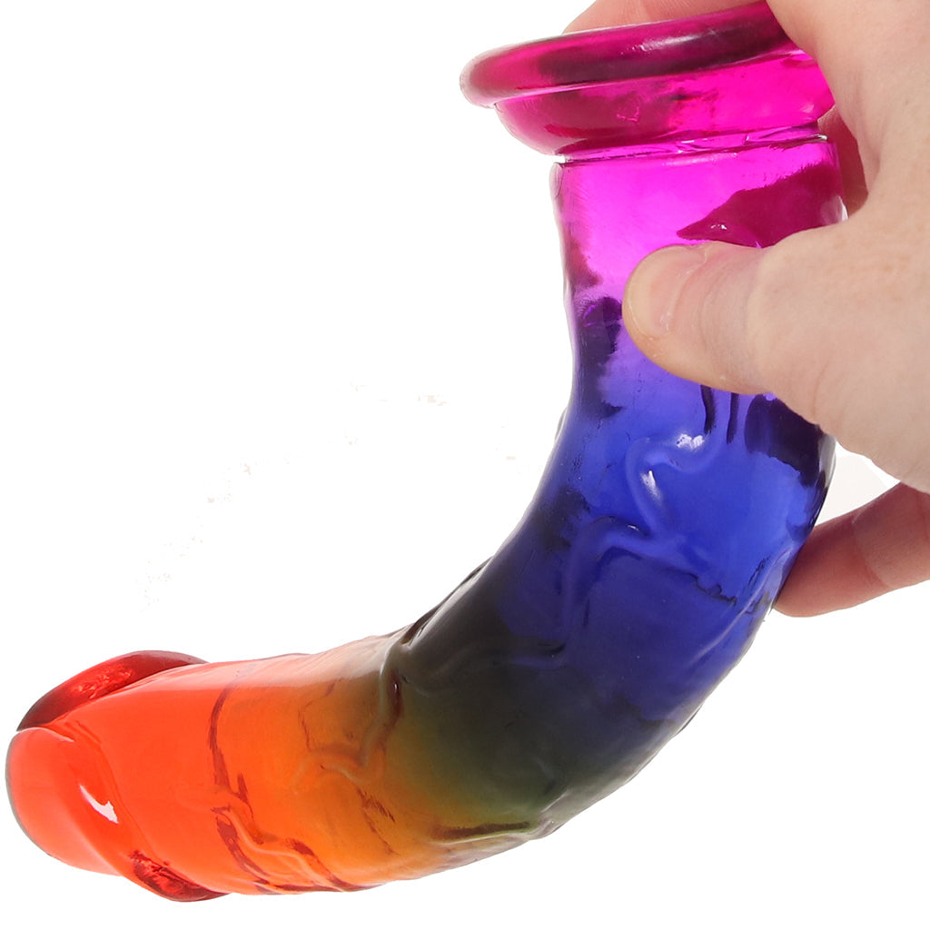 Crystal Jellies 8.5 Inch Classic Dildo in Rainbow Dildo Sex Toys > Realistic Dildos