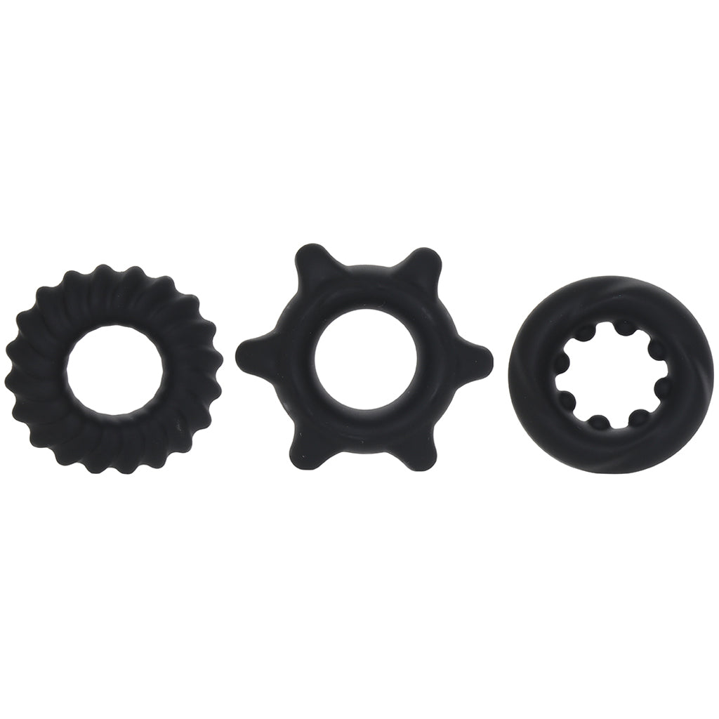 Manzo Liquid Silicone Ring Set in Black Cock Rings