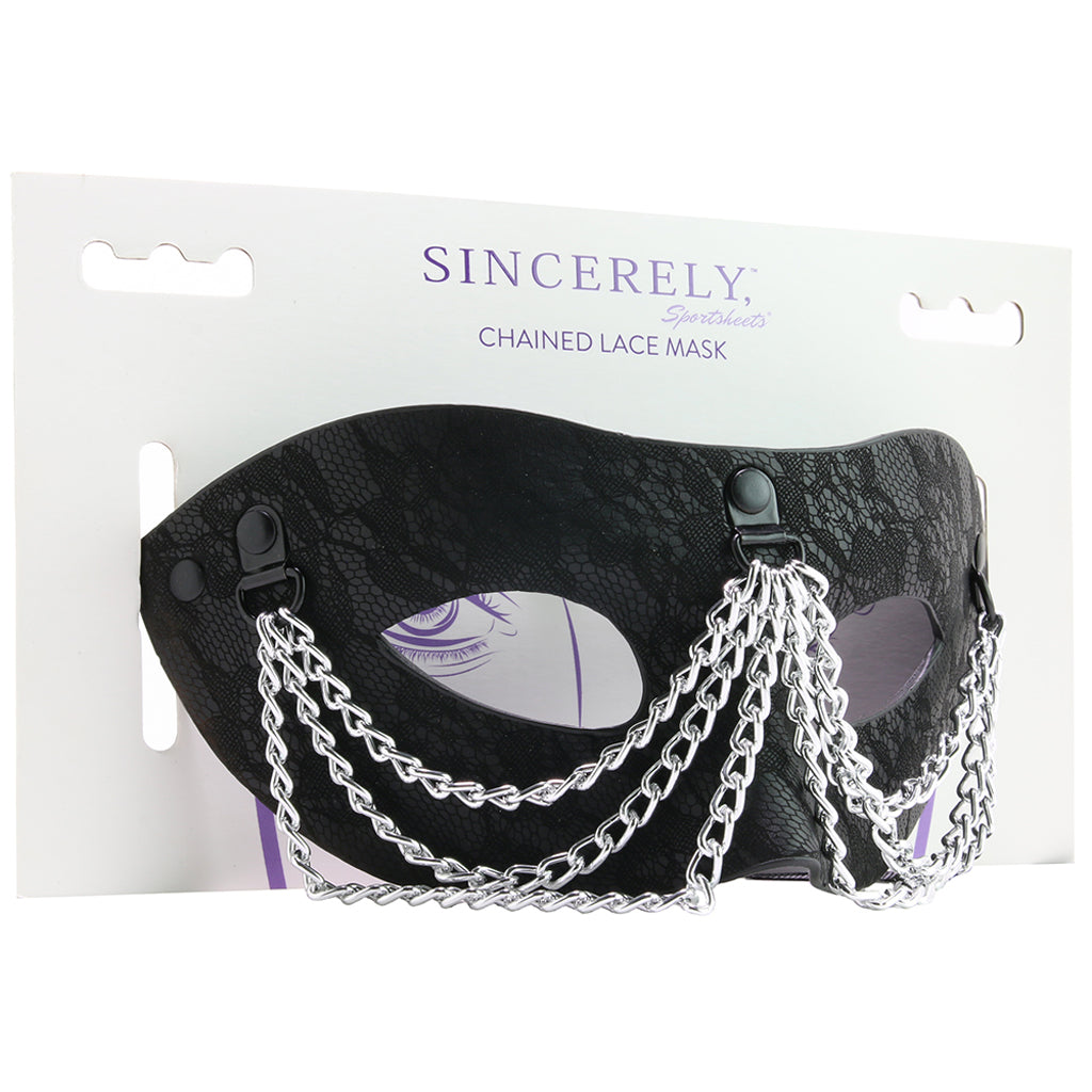 Sincerely Chained Lace Mask in Black Bondage and Fetish > Pleasure Masks and Dress Up Play