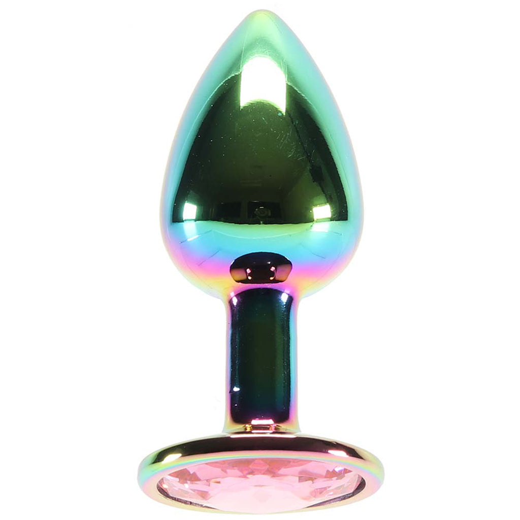 Small Aluminum Plug with Pink Gem in Multicolor Anal Sex Toys > Butt Plugs