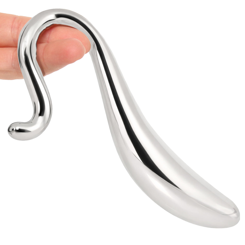 Stainless Steel Hollow Curved Wand Dildo Sex Toys > G-Spot Dildos