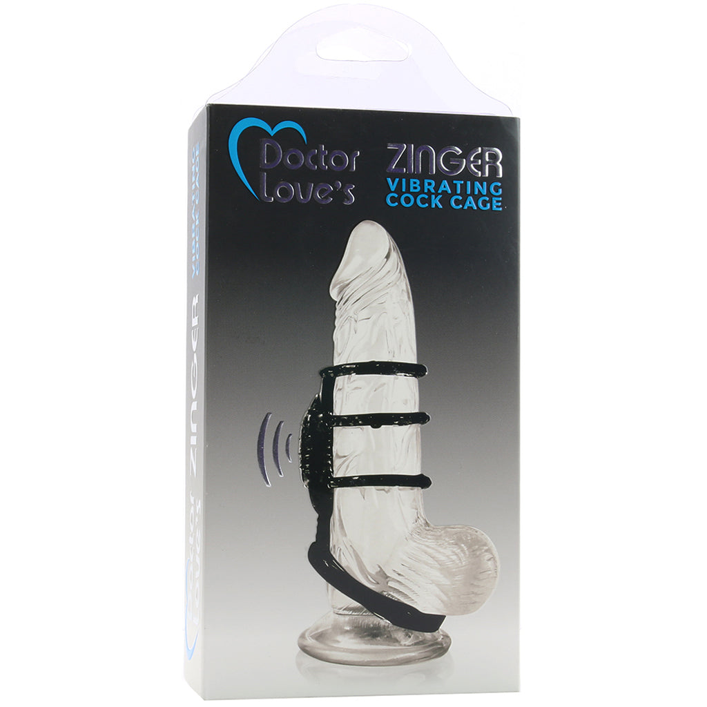 Dr. Love's Zinger Vibrating Cock Cage in Black Cock Rings