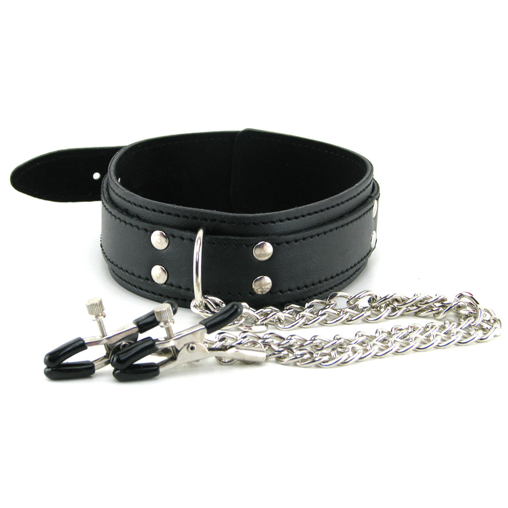 Collar with Nipple Clamps Bondage and Fetish > Nipple Stimulators & Clamps