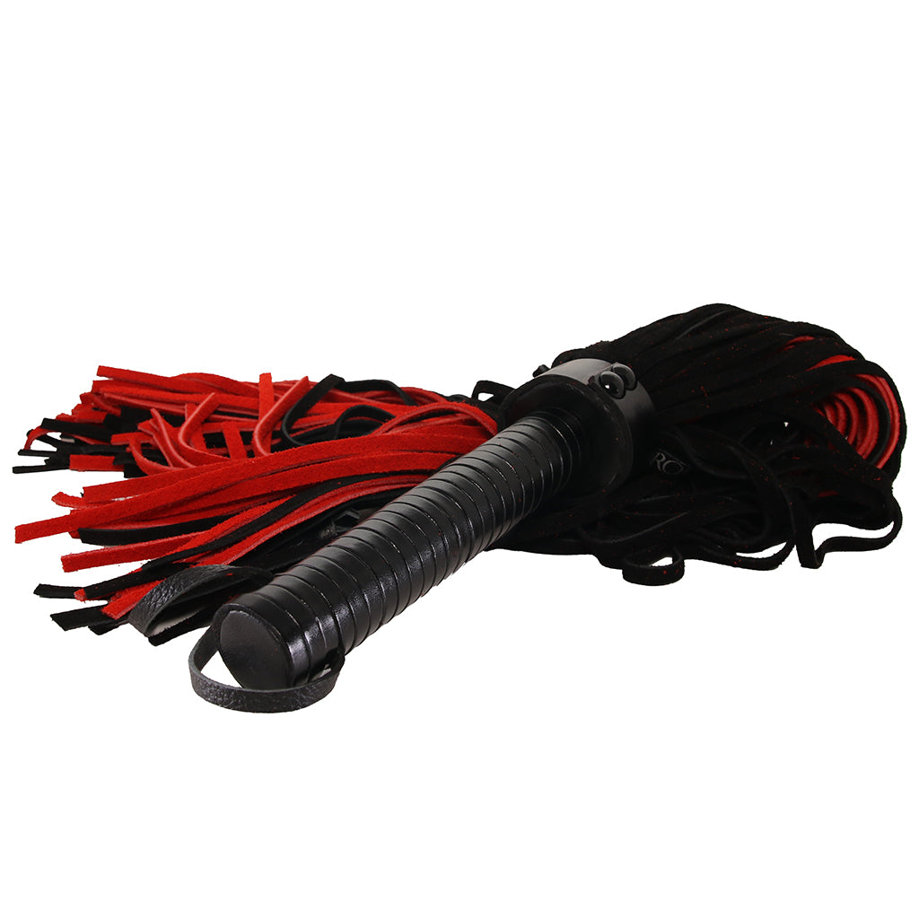 Long Suede Flogger in Black & Red Bondage and Fetish > Leather