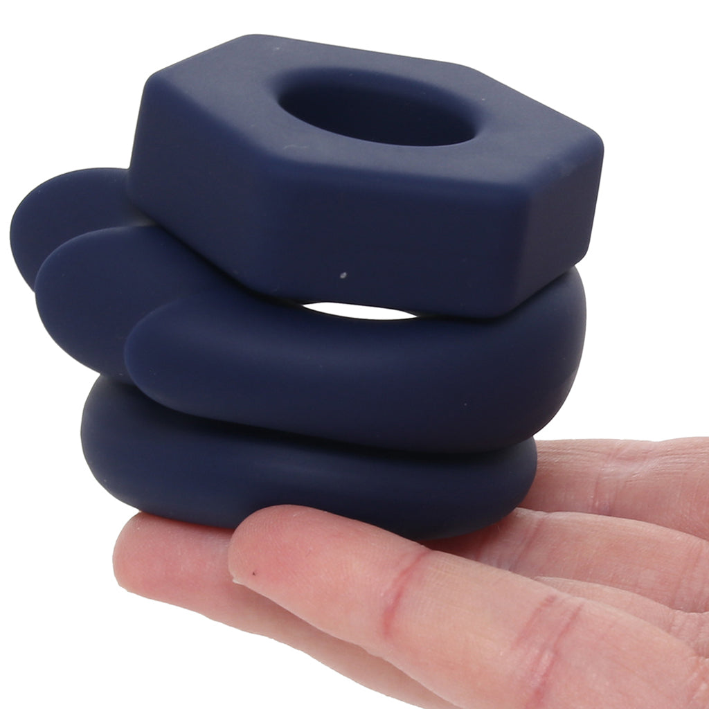 Lonzo Liquid Silicone Ring Set in Navy Blue Cock Rings