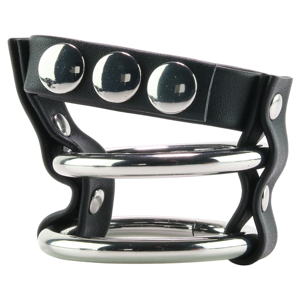 Blue Line Double Metal C-Ring with Adjustable Ball Strap Bondage and Fetish > Cock and Ball Devices