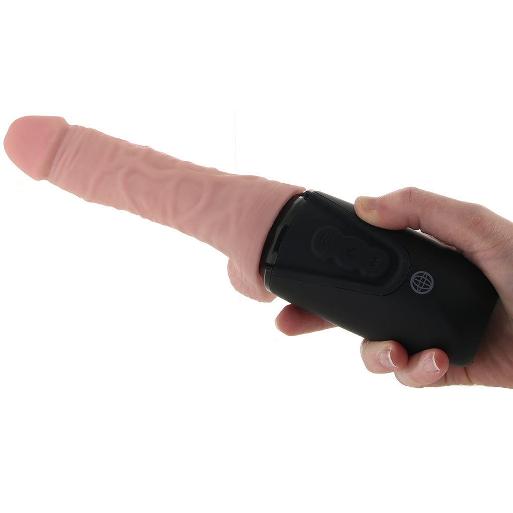 King Cock Triple Threat 6.5 Inch Thrusting Cock in White Vibrators > Realistic Vibrator Dildos