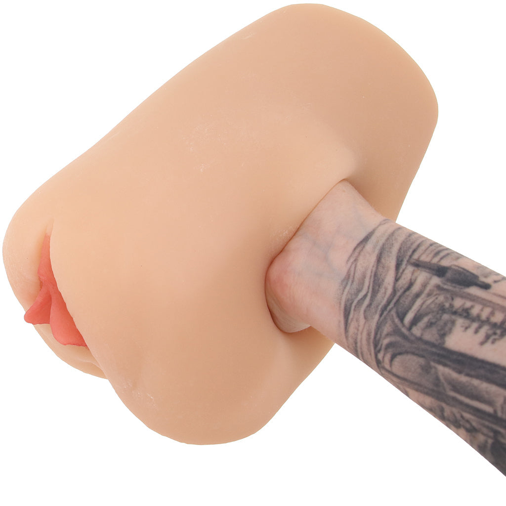 PDX Double Pounder Vibrating Squeeze Stroker in Light