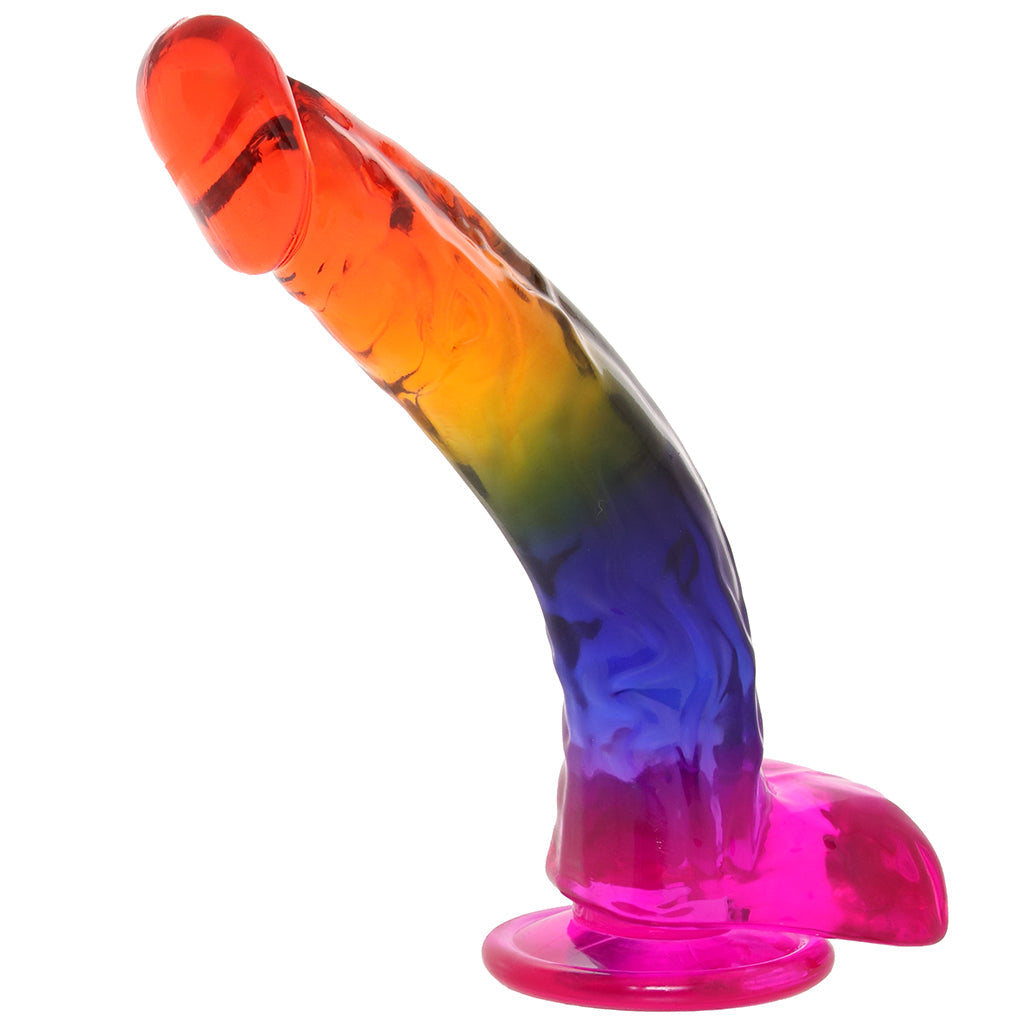 Crystal Jellies 9.5 Inch Cock & Balls Dildo in Rainbow Dildo Sex Toys > Realistic Dildos