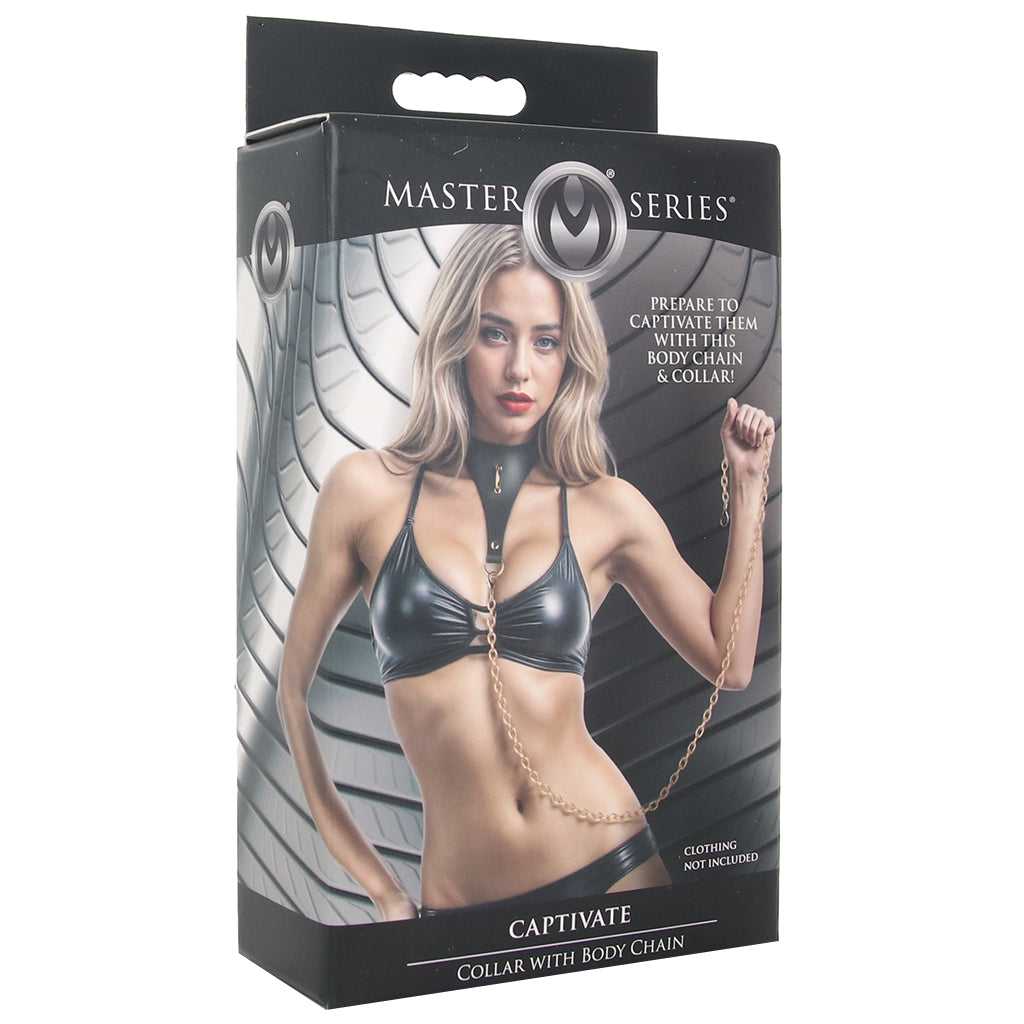 Master Series Captivate Collar with Body Chain in Black Bondage and Fetish > Leashes and Collars