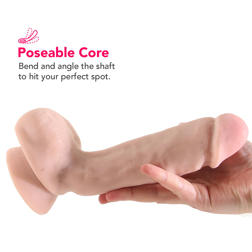 Dr. Skin 8 Inch Thick Poseable Ballsy Dildo in Vanilla Dildo Sex Toys > Realistic Dildos
