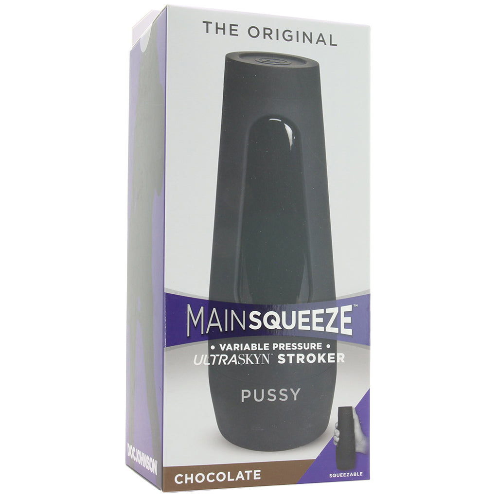 Main Squeeze Original ULTRASKYN Pussy Stroker in Chocolate Male Masturbators > Self-Contained Strokers