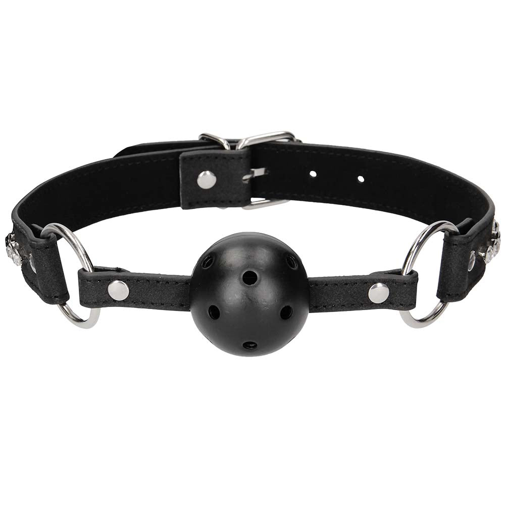 Ouch! Breathable Ball Gag with Diamond Studded Straps Bondage and Fetish > Ball Gags & Mouth Restraints